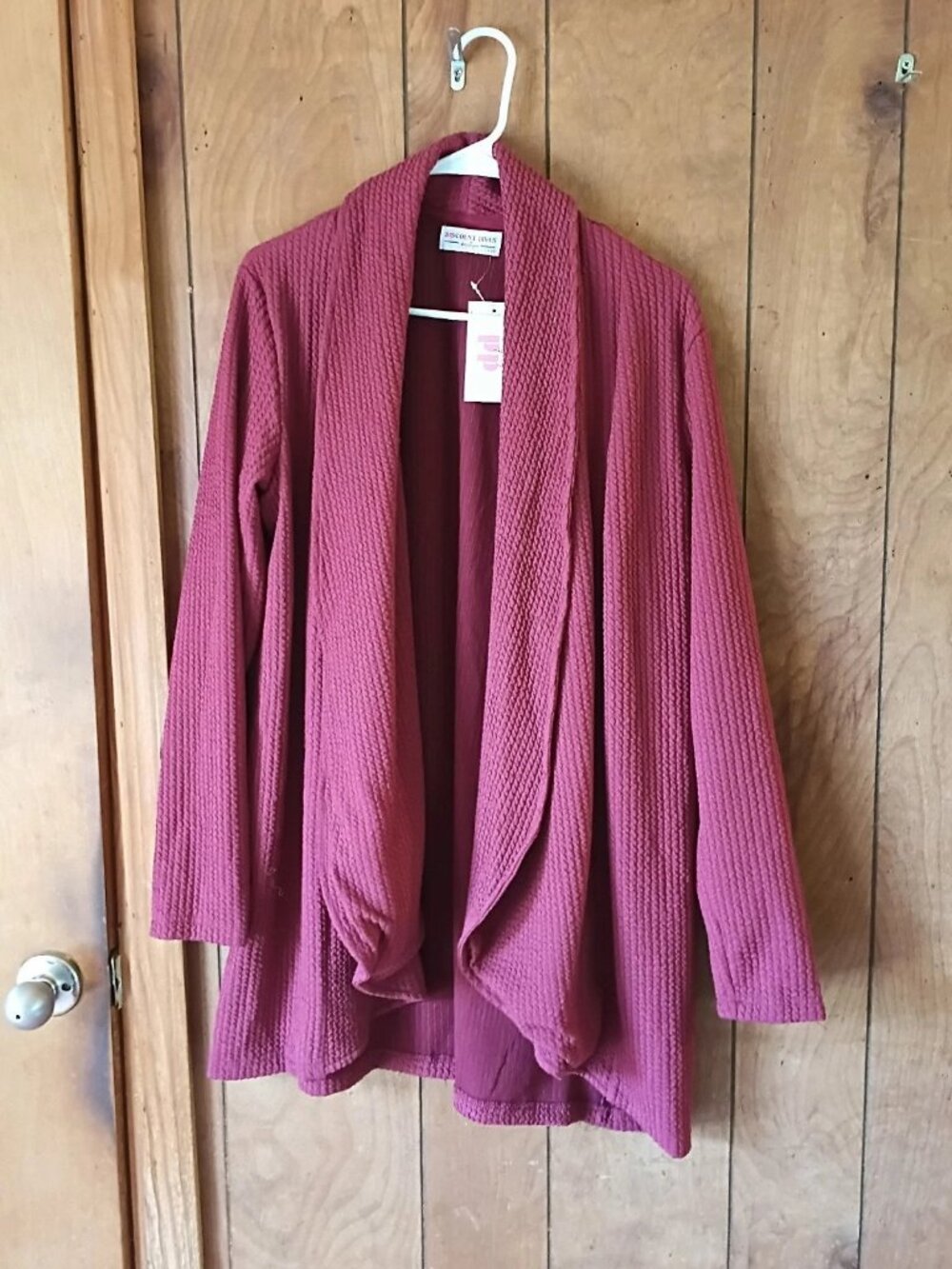 Discount Divas Womens Cardigan Size L Burgundy Ribbed Open Front NWT